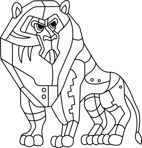 Abstract Lion Coloring Page